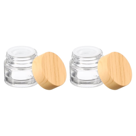 Uxcell 2 Pcs Glass Cosmetic Containers 10g/0.35oz Empty Round Cosmetic Jars with Leakproof Lid Refillable Glass Cream Jar Makeup Sample Containers for Lotion Lip Balm Eye Cream, Clear
