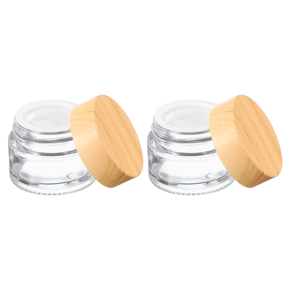 Uxcell 2 Pcs Glass Cosmetic Containers 15g/0.53oz Empty Round Cosmetic Jars with Leakproof Lid Refillable Glass Cream Jar Makeup Sample Containers for Lotion Lip Balm Eye Cream, Clear