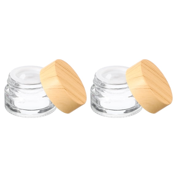 Uxcell 2 Pcs Glass Cosmetic Containers 5g/0.18oz Empty Round Cosmetic Jars with Leakproof Lid Refillable Glass Cream Jar Makeup Sample Containers for Lotion Lip Balm Eye Cream, Clear