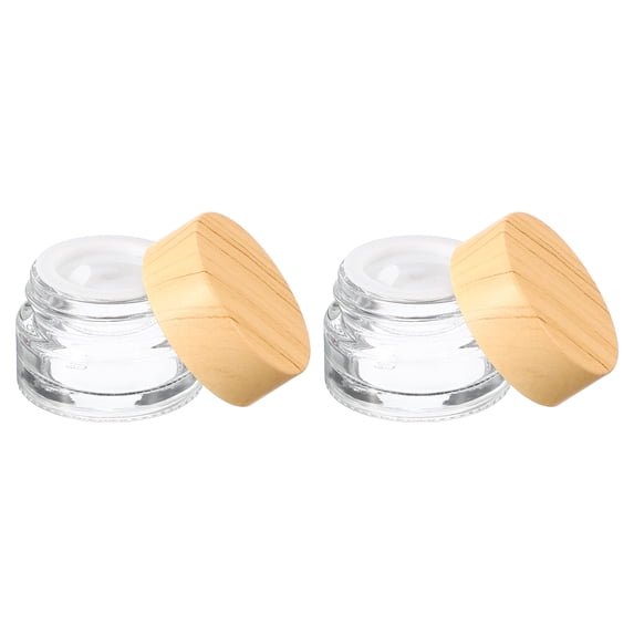 Uxcell 2 Pcs Glass Cosmetic Containers 5g/0.18oz Empty Round Cosmetic Jars with Leakproof Lid Refillable Glass Cream Jar Makeup Sample Containers for Lotion Lip Balm Eye Cream, Clear