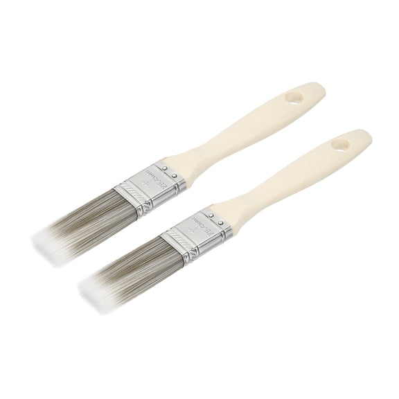 Uxcell 2 Pcs Glaze Brushes for Pottery, 1 Inch Flat Head Hake Painting Ceramic Brush Set Wooden Handle Soft Bristle Wash for Ceramics Acrylic Clay Canvas