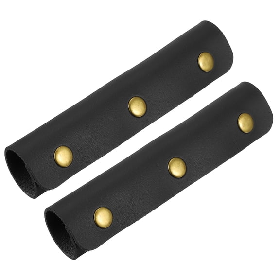 Uxcell 2 Pcs Handbag Handle Cover, Leather Luggage Handle Wraps, Purse Strap Cover Fine Texture Bronze Buckle, Black