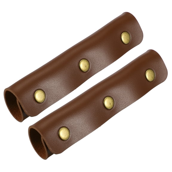 Uxcell 2 Pcs Handbag Handle Cover, Leather Luggage Handle Wraps, Purse Strap Cover Fine Texture Bronze Buckle, Deep Brown