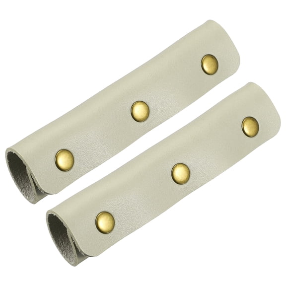Uxcell 2 Pcs Handbag Handle Cover, Leather Luggage Handle Wraps, Purse Strap Cover Fine Texture Bronze Buckle, Light Gray