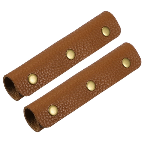 Uxcell 2 Pcs Handbag Handle Cover, Leather Luggage Handle Wraps, Purse Strap Cover Pebbled Texture Bronze Buckle, Brown