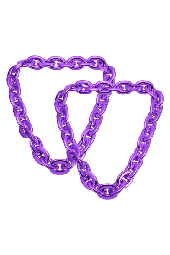 2 Pcs Hip Hop Chain Necklace, 80cm/31" 80s 80s Men's Fake Chunky Chain Costume Fancy Necklace Accessory for Hip Hop Rapper Punk Style Party, Purple