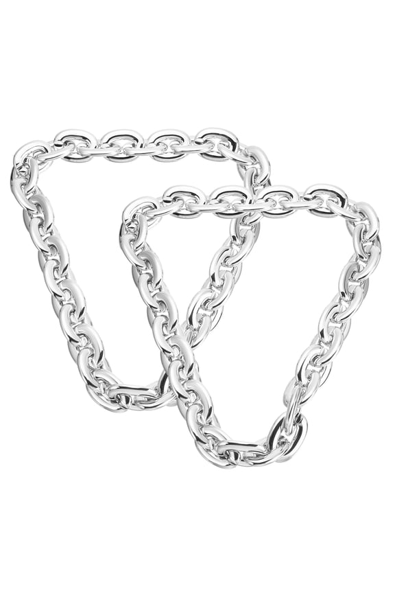 2 Pcs Hip Hop Chain Necklace, 80cm/31" 80s 80s Men's Fake Chunky Chain Costume Fancy Necklace Accessory for Hip Hop Rapper Punk Style Party, Silver