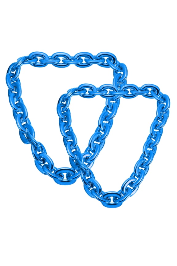 2 Pcs Hip Hop Chain Necklace, 80s 90s Men's Fake Chunky Chain Costume Fancy Necklace Accessory for Hip Hop Rapper Punk Style Party, 80/90cm(31"/35"), Blue
