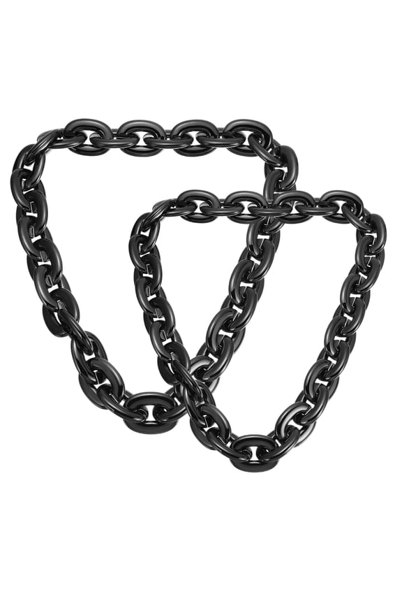 2 Pcs Hip Hop Chain Necklace, 80s 90s Men's Fake Chunky Chain Costume Fancy Necklace Accessory for Hip Hop Rapper Punk Style Party, 80/90cm(31"/35"), Black