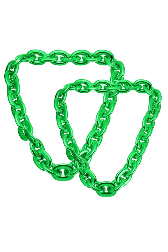 2 Pcs Hip Hop Chain Necklace, 80s 90s Men's Fake Chunky Chain Costume Fancy Necklace Accessory for Hip Hop Rapper Punk Style Party, 80/90cm(31"/35"), Green