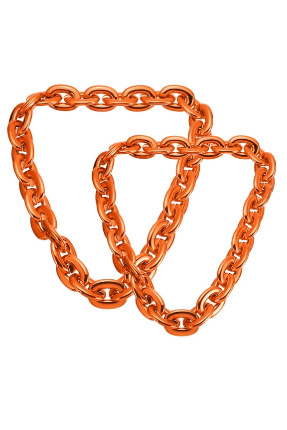 2 Pcs Hip Hop Chain Necklace, 80s 90s Men's Fake Chunky Chain Costume Fancy Necklace Accessory for Hip Hop Rapper Punk Style Party, 80/90cm(31"/35"), Orange