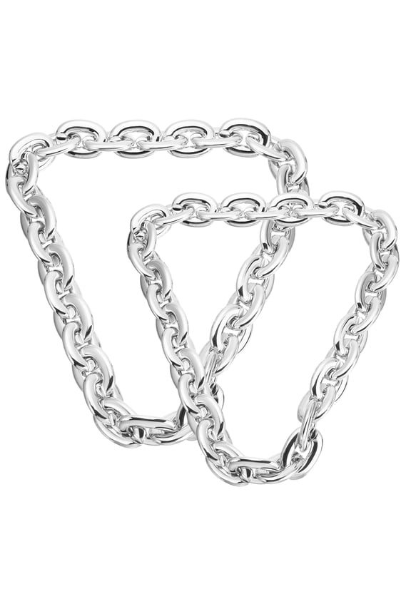 2 Pcs Hip Hop Chain Necklace, 80s 90s Men's Fake Chunky Chain Costume Fancy Necklace Accessory for Hip Hop Rapper Punk Style Party, 80/90cm(31"/35"), Silver
