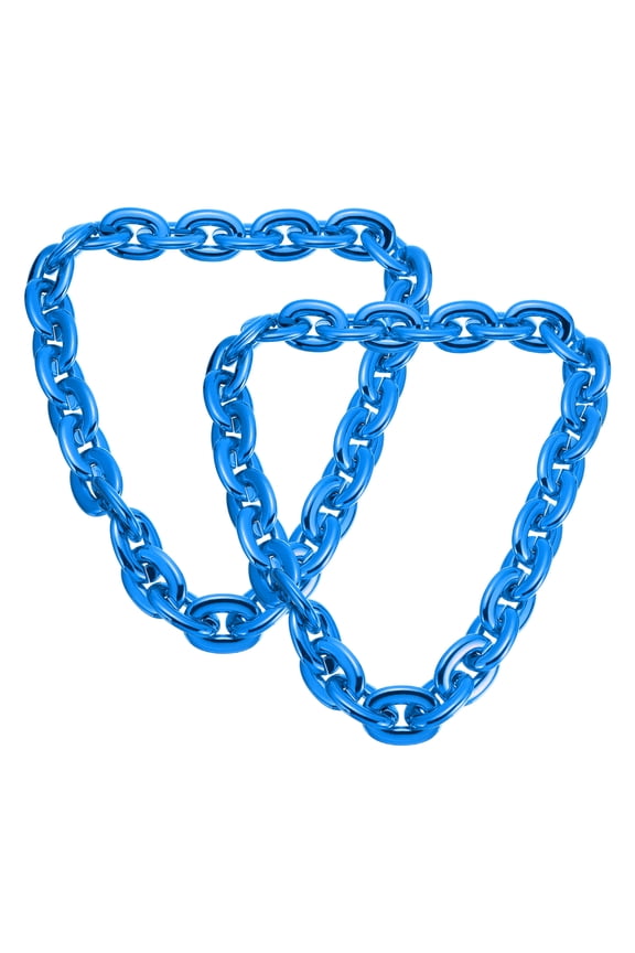 2 Pcs Hip Hop Chain Necklace, 90cm/35" 80s 90s Men's Fake Chunky Chain Costume Fancy Necklace Accessory for Hip Hop Rapper Punk Style Party, Blue