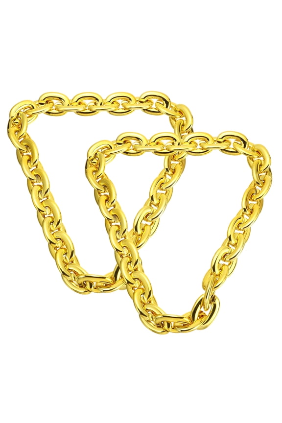 2 Pcs Hip Hop Chain Necklace, 90cm/35" 80s 90s Men's Fake Chunky Chain Costume Fancy Necklace Accessory for Hip Hop Rapper Punk Style Party, Gold