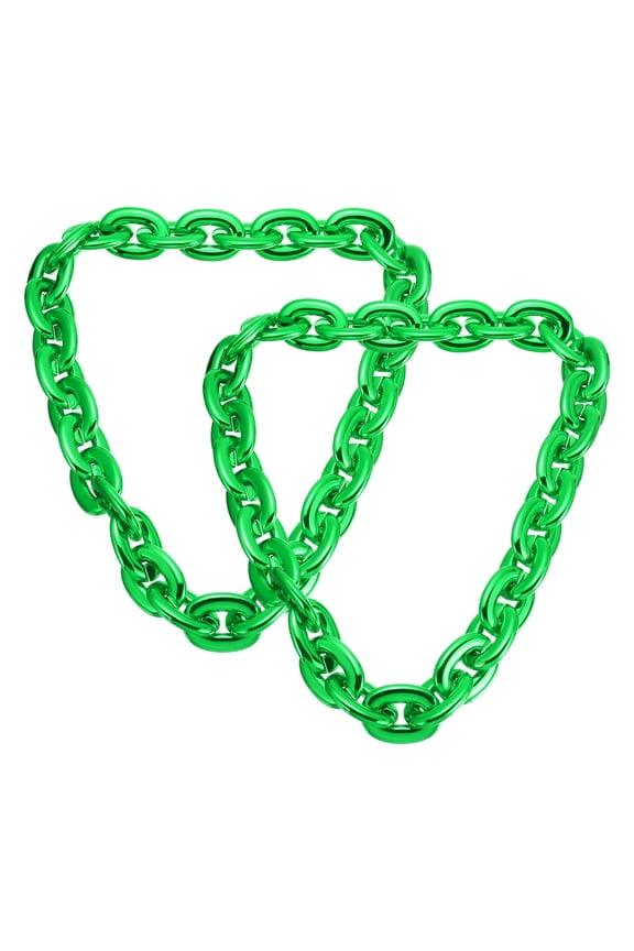 2 Pcs Hip Hop Chain Necklace, 90cm/35" 80s 90s Men's Fake Chunky Chain Costume Fancy Necklace Accessory for Hip Hop Rapper Punk Style Party, Green
