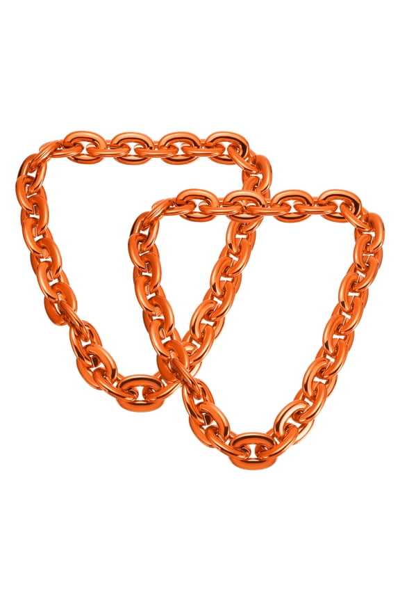 2 Pcs Hip Hop Chain Necklace, 90cm/35" 80s 90s Men's Fake Chunky Chain Costume Fancy Necklace Accessory for Hip Hop Rapper Punk Style Party, Orange