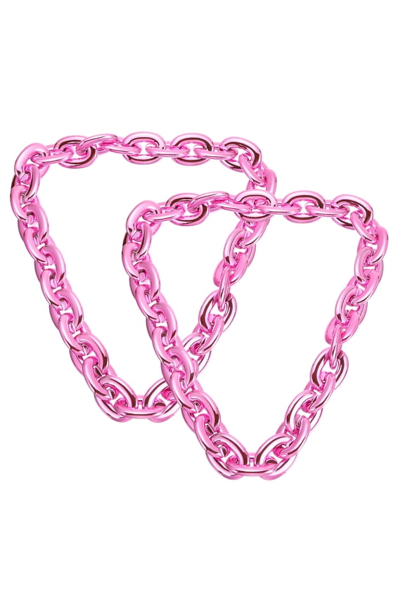 2 Pcs Hip Hop Chain Necklace, 90cm/35" 80s 90s Men's Fake Chunky Chain Costume Fancy Necklace Accessory for Hip Hop Rapper Punk Style Party, Pink
