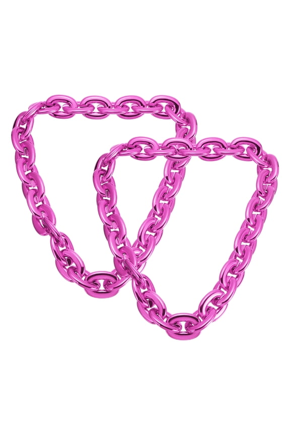 2 Pcs Hip Hop Chain Necklace, 90cm/35" 80s 90s Men's Fake Chunky Chain Costume Fancy Necklace Accessory for Hip Hop Rapper Punk Style Party, Rose Red