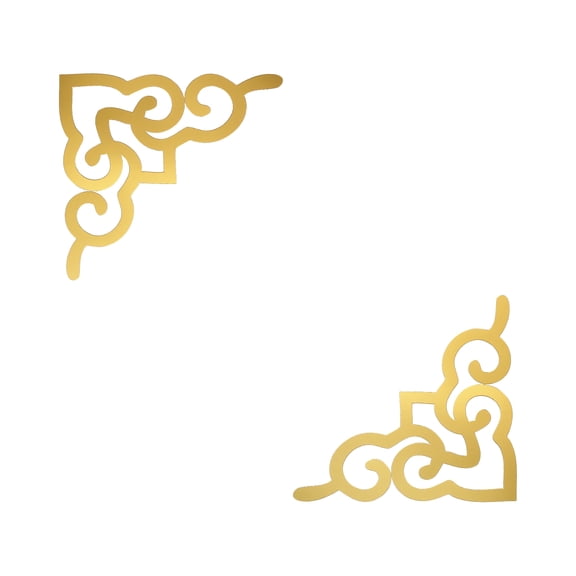 Uxcell 2 Pcs Hollow Mirror Wall Stickers, Acrylic Corner Decor Stickers Self Adhesive Mirror Stickers for Bathroom Living Room Bedroom Ceiling Office Decal (Light Gold Tone, 7.9 x 7.9")