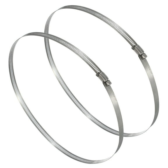 Uxcell 2 Pcs Hose Clamps, 9.9-10.75 Inch 304 Stainless Steel Adjustable Worm Gear Hose Clamp for Plumbing Automotive Hose Fuel Line Pipe Clamps, Silver