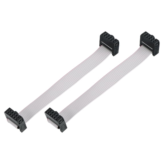 Uxcell 2 Pcs IDC Connector Flat Ribbon Cable, 10 Pins 2.54mm Pitch 10cm Length FC to FC Dual Female Connector Flat Ribbon Cable Wire for Industrial Electronics, Grey