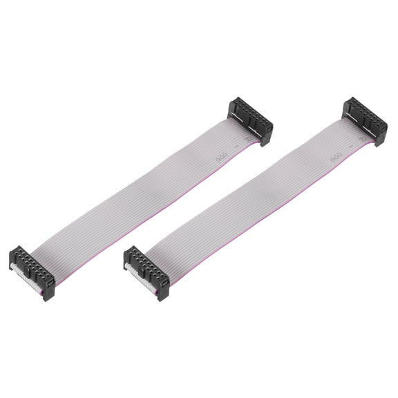 Uxcell 2 Pcs IDC Connector Flat Ribbon Cable, 18 Pins 2.54mm Pitch 15cm Length FC to FC Dual Female Connector Flat Ribbon Cable Wire for Industrial Electronics, Grey