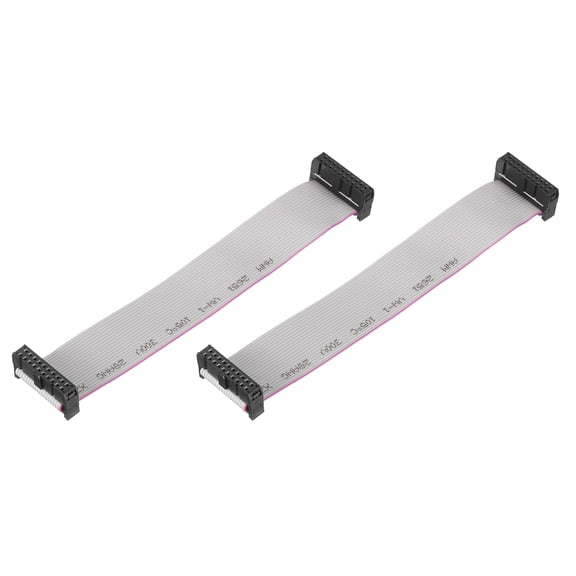 Uxcell 2 Pcs IDC Connector Flat Ribbon Cable, 20 Pins 2.54mm Pitch 15cm Length FC to FC Dual Female Connector Flat Ribbon Cable Wire for Industrial Electronics, Grey