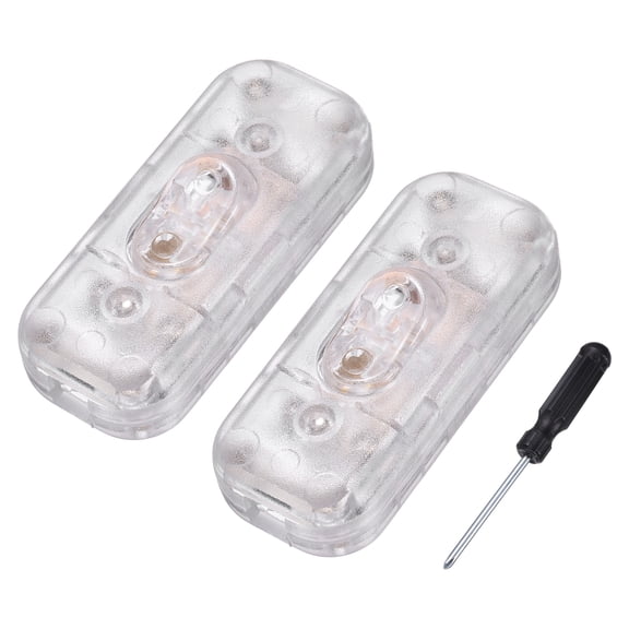 Uxcell 2 Pcs Inline Cord Switch, 250V 6A On Off Switch with Screwdriver Replacement Repair Control Button ON OFF for Lamp Bed LED Lights, Transparent