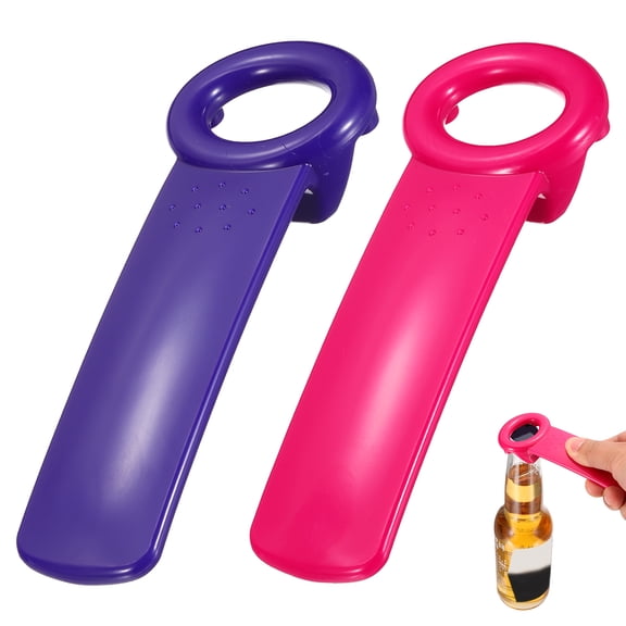 Uxcell 2 Pcs Jar Key Lid Opener, Plastic Jar Lid Opener Easy Grip Multifunctional Durable Can Open Tool for Elderly Seniors Women Weak Hands Easy-use by Anyone, Rose Red/Deep Purple