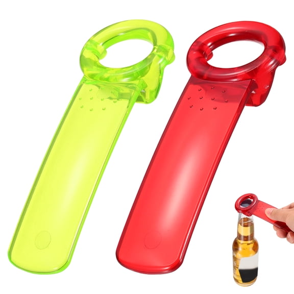 Uxcell 2 Pcs Jar Key Lid Opener, Plastic Jar Lid Opener Easy Grip Multifunctional Durable Can Open Tool for Elderly Seniors Women Weak Hands Easy-use, Transparent Red/Transparent Green