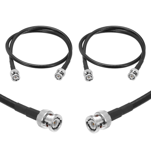 Uxcell 2 Pcs KMR/LMR240 BNC Coaxial Cable, 50 Ohm 2Ft BNC Male to Male Low-Loss Coax Extension Cable Connector Antenna Extension Jumper for RF Radio Modem Signal Generator Attenuator