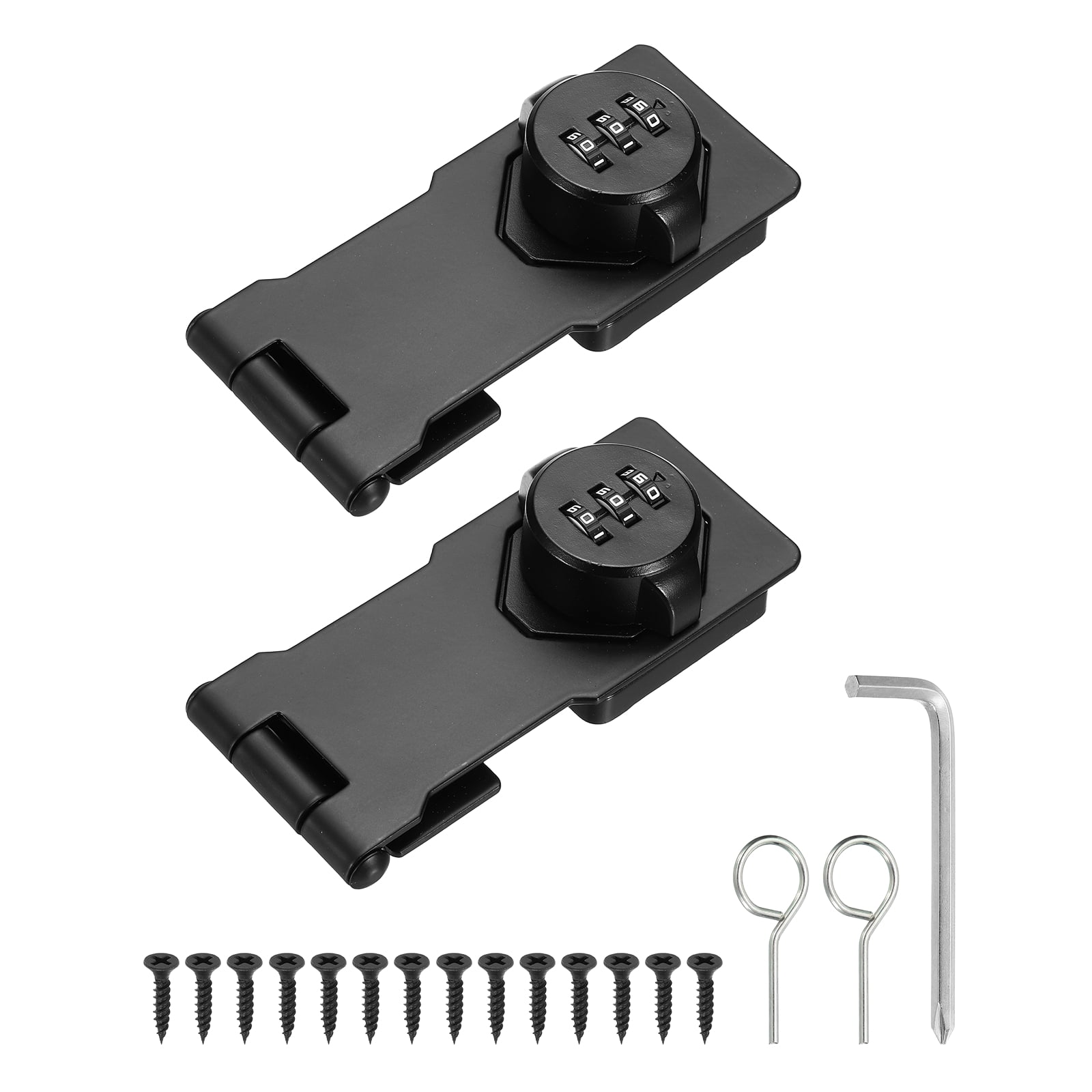 Uxcell 2 Pcs Keyless Cabinet Lock with Combination Code (4.5 Inch) - 3-Digit Password Hasp Latch Lock Mechanical Password Rotary Hasp, for Drawer Closet Cupboard Fence Door, Black