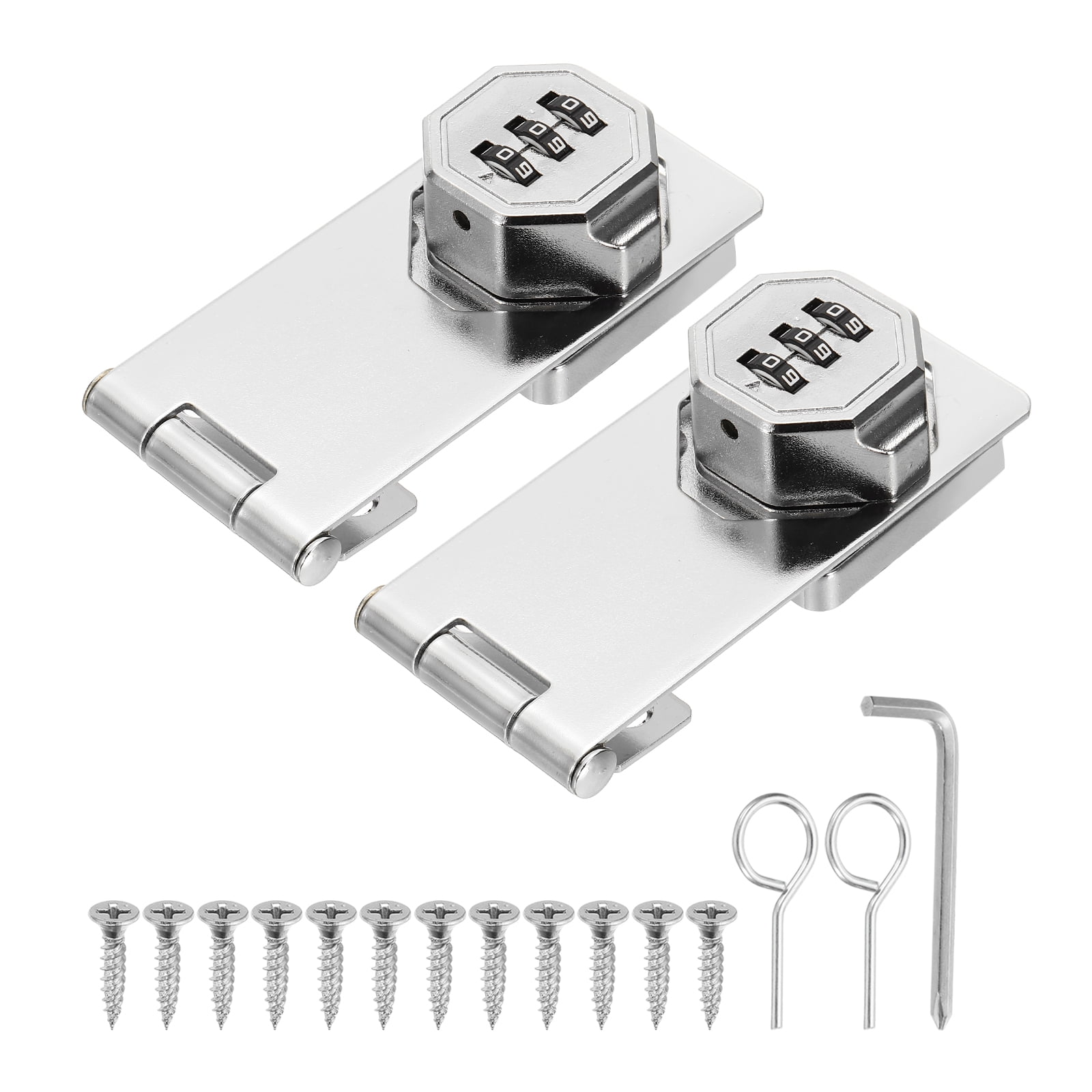Uxcell 2 Pcs Keyless Cabinet Lock with Combination Code -  4 Inch Password Hasp Latch Lock Mechanical Password Rotary Hasp, for Office Filing Cabinets Drawer Closet Cupboard, Silver