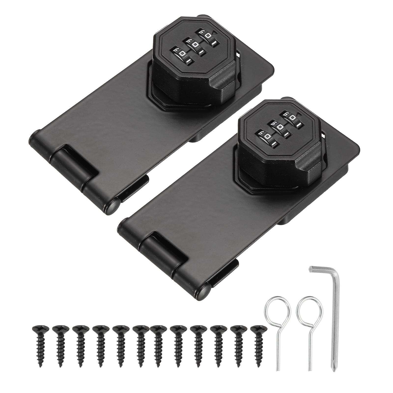 Uxcell 2 Pcs Keyless Cabinet Lock with Combination Code -  4 Inch Password Hasp Latch Lock Mechanical Password Rotary Hasp, for Office Filing Cabinets Drawer Closet Cupboard, Black
