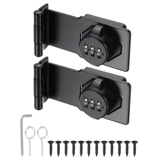 Uxcell 2 Pcs Keyless Cabinet Lock with Combination Code - 5 Inch Password Hasp Latch Lock Mechanical Password Rotary Hasp, for Office Filing Cabinets Drawer Closet Cupboard, Silver