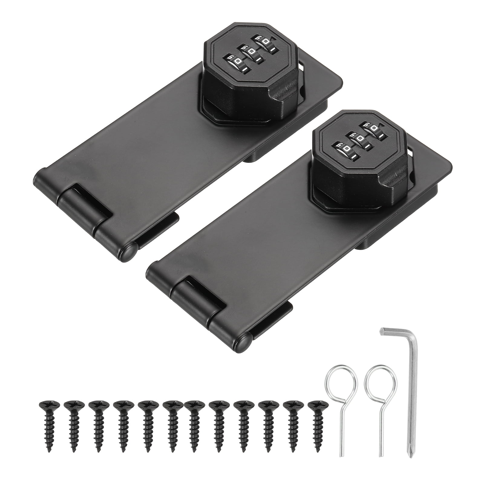 Uxcell 2 Pcs Keyless Cabinet Lock with Combination Code -  5 Inch Password Hasp Latch Lock Mechanical Password Rotary Hasp, for Office Filing Cabinets Drawer Closet Cupboard, Black