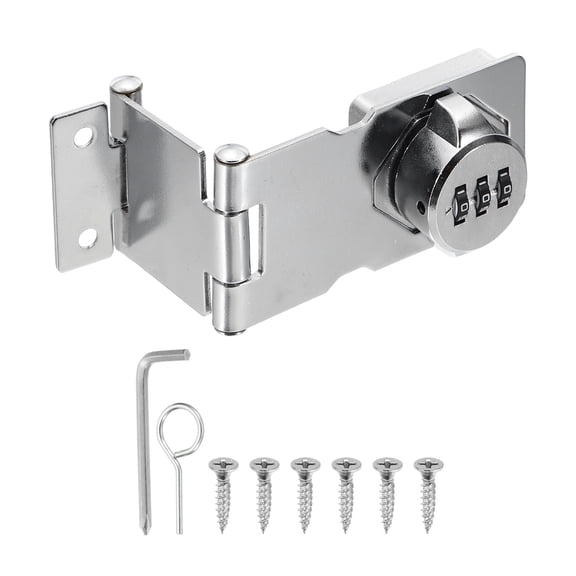 Uxcell 2 Pcs Keyless Cabinet Lock with Combination Code - 90 Degree 5 Inch Password Hasp Latch Lock Mechanical Password Rotary Hasp, for Office Filing Cabinets Drawer Closet, Black