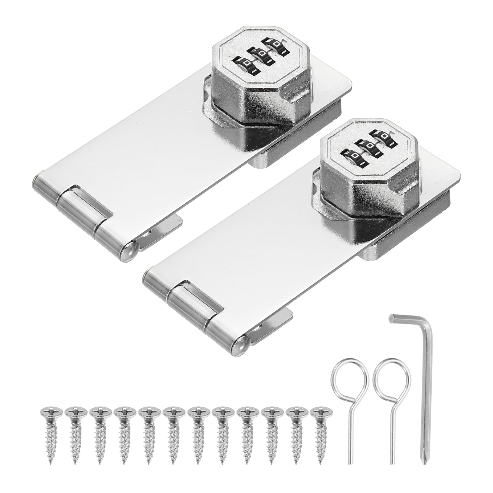 Uxcell 2 Pcs Keyless Cabinet Lock with Combination Code - 90 Degree 5 Inch Password Hasp Latch Lock Mechanical Password Rotary Hasp, for Office Filing Cabinets Drawer Closet, Silver