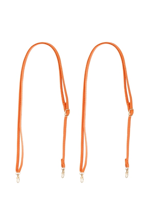 2Pcs Leather Purse Handle Strap 26"-47" Adjustable Strap Replacement Orange