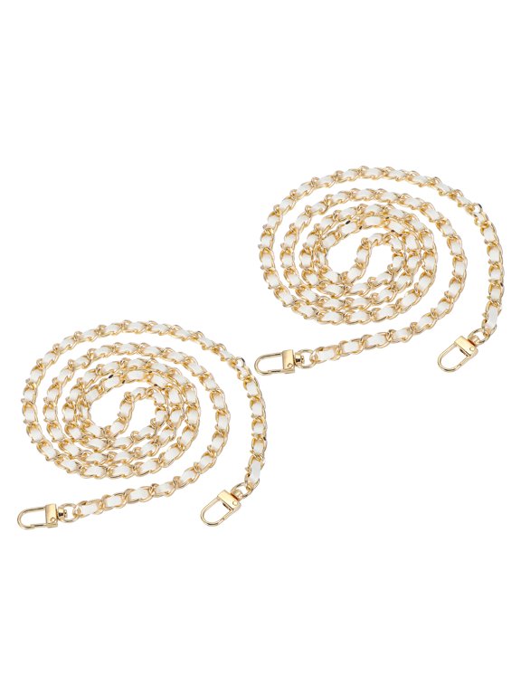 2 Pcs Leather Purse Handle Straps 47 Inch Chain Straps Replacement DIY Flat Chain Straps, Black