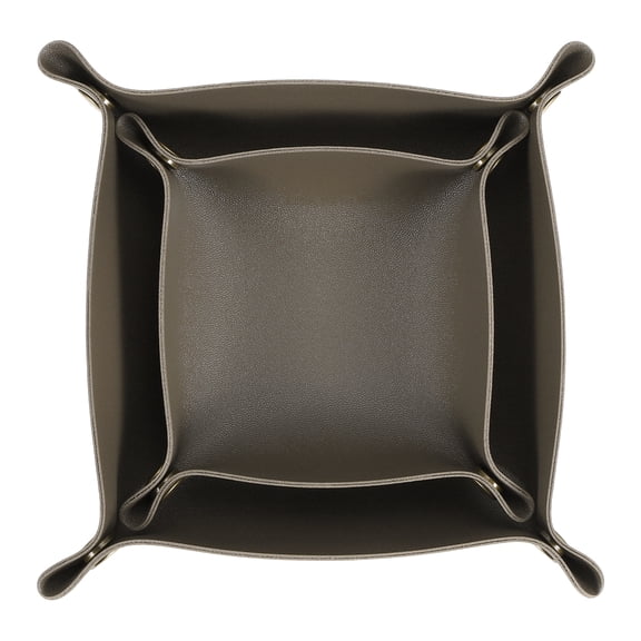 Uxcell 2 Pcs Leather Valet Tray, Folding Jewelry Tray Organizer Square Travel Dish Plate Desk Organizer for Women and Men Storage Jewelry Keys Wallet Coin (2 Sizes, Brown)