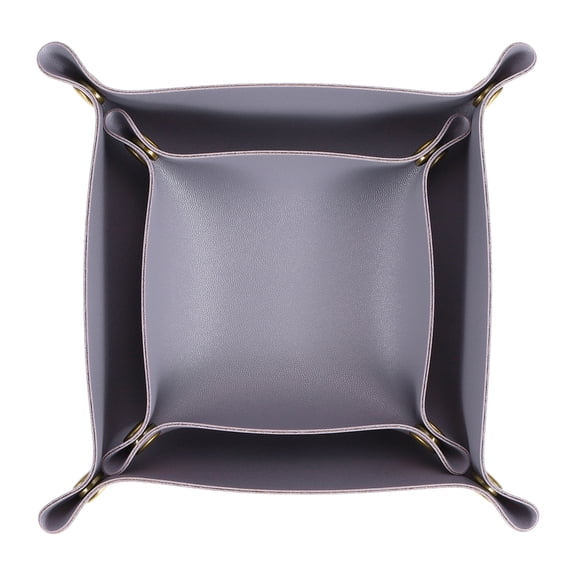 Uxcell 2 Pcs Leather Valet Tray, Folding Jewelry Tray Organizer Square Travel Dish Plate Desk Organizer for Women and Men Storage Jewelry Keys Wallet Coin (2 Sizes, Purple)