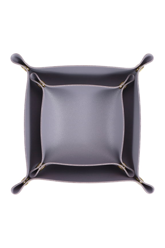 2 Pcs Leather Valet Tray, Folding Jewelry Tray Organizer Square Travel Dish Plate Desk Organizer for Women and Men Storage Jewelry Keys Wallet Coin (2 Sizes, Purple)