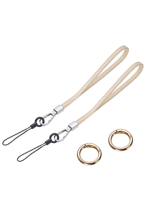 2 Pcs Leather Wristlet Strap Wrist Lanyard Straps for Clutch Cellphone Keychain Wallet Purse, Khaki