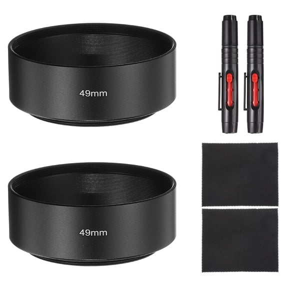 Uxcell 2 Pcs Lens Hood Shade, 49mm Mid-focus Screw-in Rubber Camera Cap Shade
