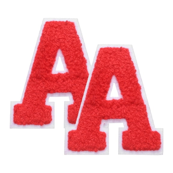 Uxcell 2 Pcs Letter-A Iron-on Patches, Chenille Letters Patches Cute Alphabet Embroidery Applique with Ironed Adhesive for Jackets Clothing Repair Bag Hat DIY Decor, Red