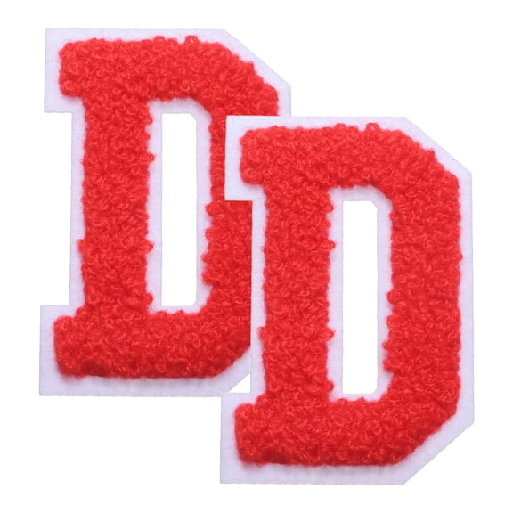 Uxcell 2 Pcs Letter-D Iron-on Patches, Chenille Letters Patches Cute Alphabet Embroidery Applique with Ironed Adhesive for Jackets Clothing Repair Bag Hat DIY Decor, Red