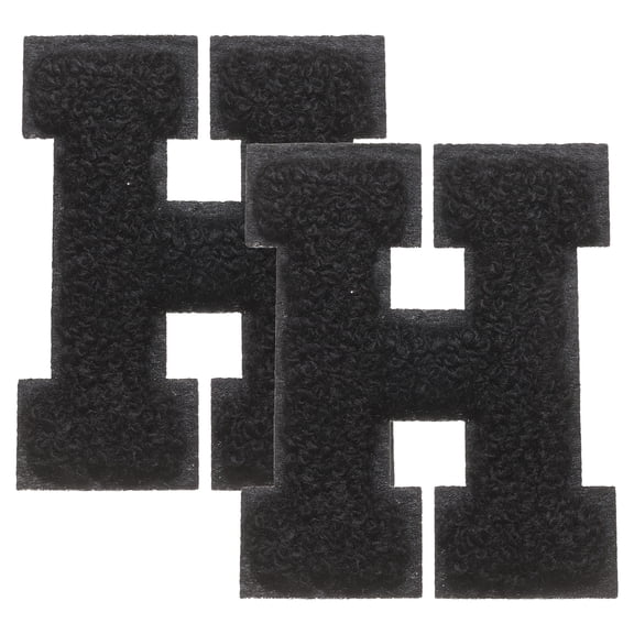 Uxcell 2 Pcs Letter-H Iron-on Patches, Chenille Letters Patches Cute Alphabet Embroidery Applique with Ironed Adhesive for Jackets Clothing Repair Bag Hat DIY Decor, Black
