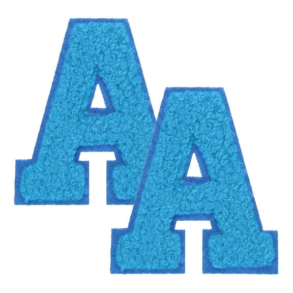 Uxcell 2 Pcs Letter Iron-on Patches, Chenille Letter-A Patches Cute Alphabet Embroidery Applique with Ironed Adhesive for Jackets Clothing Repair Bag Shoes Hat DIY Decor, Blue