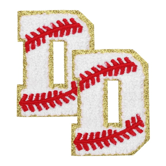 Uxcell 2 Pcs Letter Iron-on Patches, Chenille Letter-D Patches Cute Alphabet Embroidery Applique with Ironed Adhesive for Jackets Clothing Repair Bag Shoes Hat DIY Decor, Bright White Red